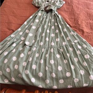 Monteau Mint Green and White Patterned Dress